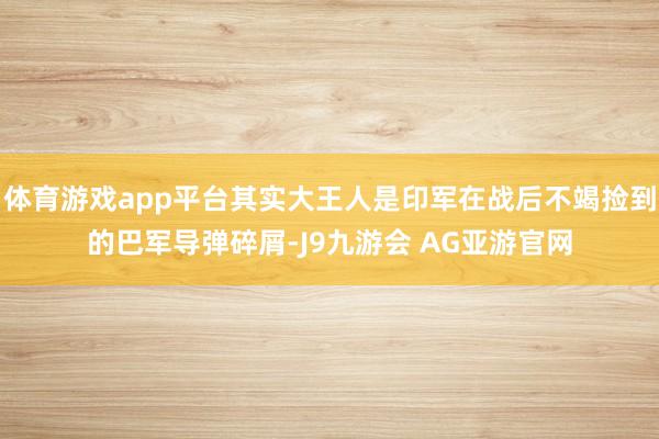 体育游戏app平台其实大王人是印军在战后不竭捡到的巴军导弹碎屑-J9九游会 AG亚游官网