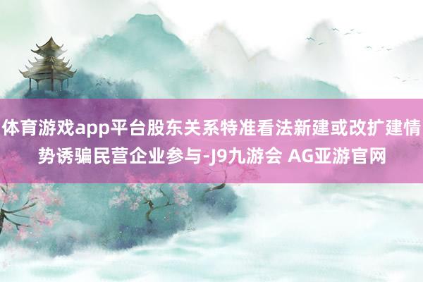 体育游戏app平台股东关系特准看法新建或改扩建情势诱骗民营企业参与-J9九游会 AG亚游官网