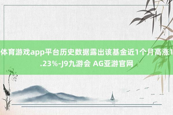 体育游戏app平台历史数据露出该基金近1个月高涨1.23%-J9九游会 AG亚游官网