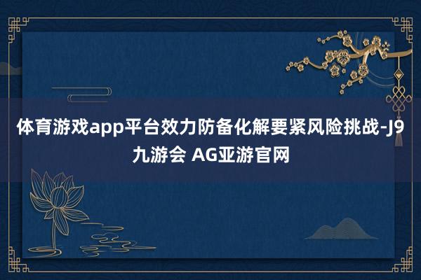 体育游戏app平台效力防备化解要紧风险挑战-J9九游会 AG亚游官网